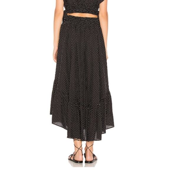 Free People Pretty Daze Midi Skirt Black White Polka Dot Flutter Hem Size M - Picture 2 of 6